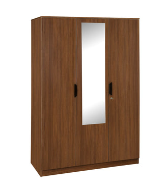 Nilkamal Milford 3 Door Wardrobe with Mirror (Classic Walnut)