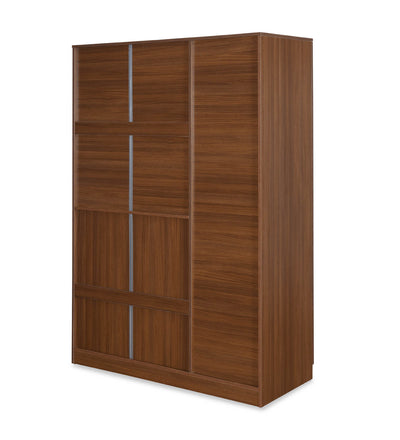 Nilkamal Milford 3 Door Wardrobe with Mirror (Classic Walnut)