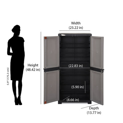 Nilkamal Freedom Large 18 (FMSC18) Shoe Rack Plastic Cabinet (Grey/Charcoal Grey)