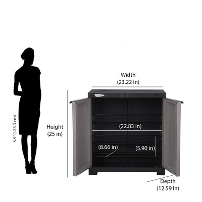 Nilkamal Freedom Mini 09 (FMSC09) Shoe Rack Plastic Cabinet (Grey/Charcoal Grey)