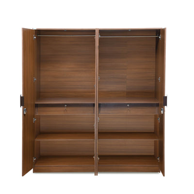Nilkamal Milford 4 Door Wardrobe (Classic Walnut)