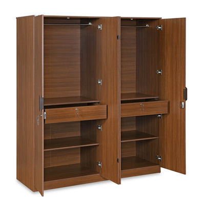 Nilkamal Milford 4 Door Wardrobe (Classic Walnut)