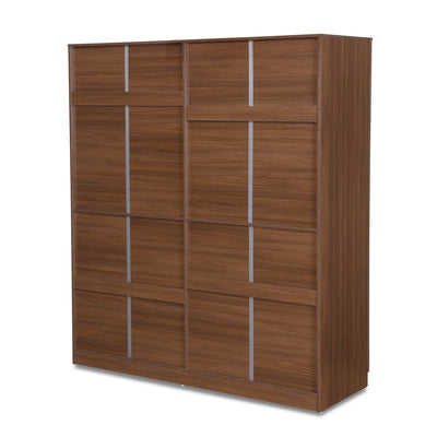 Nilkamal Milford 4 Door Wardrobe with Mirror (Classic Walnut)