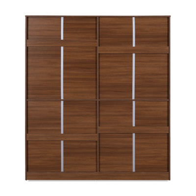 Nilkamal Milford 4 Door Wardrobe with Mirror (Classic Walnut)