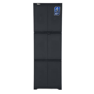 Nilkamal Freedom Large (FML) Plastic Storage Cabinet (Charcoal Grey) - Front View