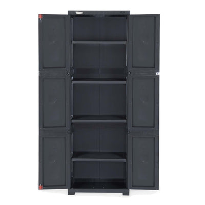 Nilkamal Freedom Large (FML) Plastic Storage Cabinet (Charcoal Grey) - Open Front View
