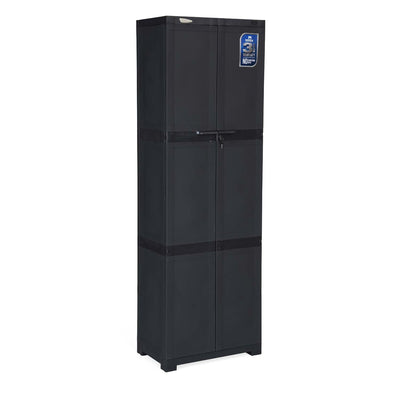 Nilkamal Freedom Large (FML) Plastic Storage Cabinet (Charcoal Grey) - Slight Side View