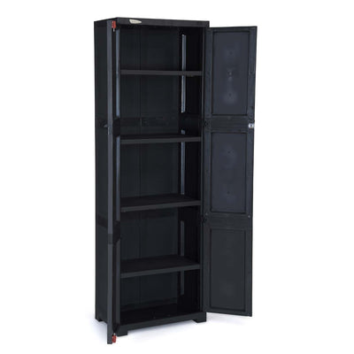 Nilkamal Freedom Large (FML) Plastic Storage Cabinet (Charcoal Grey) - Open Slight Side View