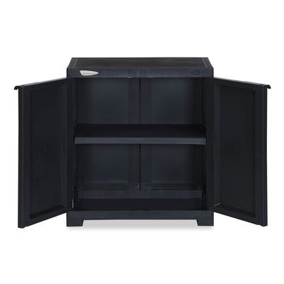 Nilkamal Freedom Small (FMS) Plastic Storage Cabinet (Charcoal Grey) - Open Front View