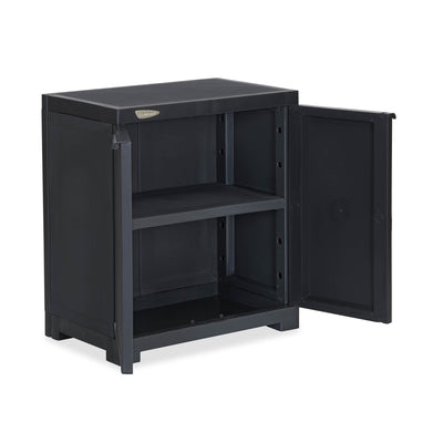 Nilkamal Freedom Small (FMS) Plastic Storage Cabinet (Charcoal Grey) - Open Slight Side View
