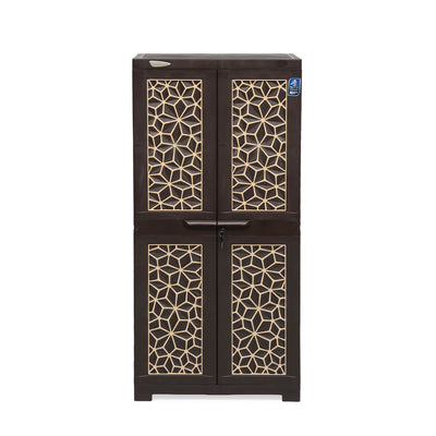 Nilkamal Freedom Star (FMSC18STR) Plastic Shoe Cabinet (Weather Brown & Biscuit)