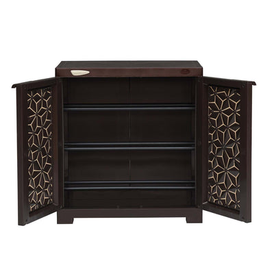 Nilkamal Freedom Star (FMSC09STR) Plastic Shoe Cabinet (Weather Brown & Biscuit)