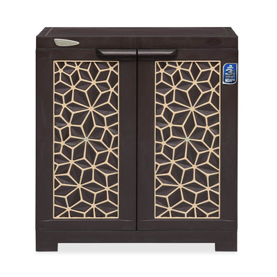 Nilkamal Freedom Star Small (FMSSTAR) Plastic Storage Cabinet (Weather Brown & Biscuit)