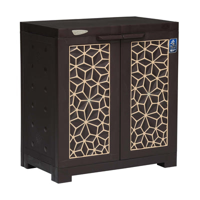 Nilkamal Freedom Star (FMSC09STR) Plastic Shoe Cabinet (Weather Brown & Biscuit)