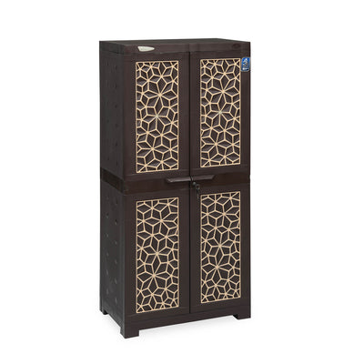 Nilkamal Freedom Star (FMSC18STR) Plastic Shoe Cabinet (Weather Brown & Biscuit)