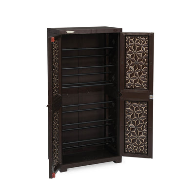 Nilkamal Freedom Star (FMSC18STR) Plastic Shoe Cabinet (Weather Brown & Biscuit)