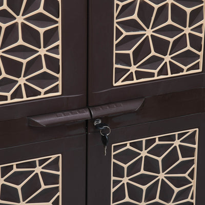 Nilkamal Freedom Star (FMSC18STR) Plastic Shoe Cabinet (Weather Brown & Biscuit)