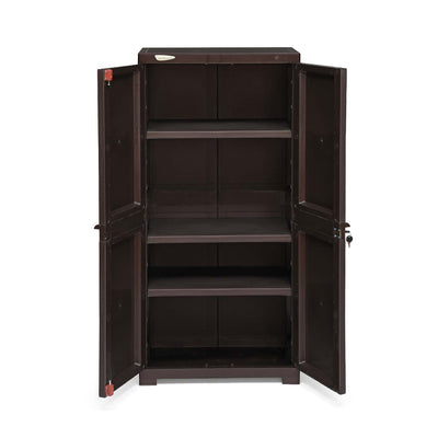 Nilkamal Freedom FMM Plastic Storage Cabinet (Weather Brown) - Open Front View