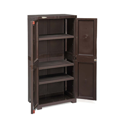 Nilkamal Freedom FMM Plastic Storage Cabinet (Weather Brown) - Open Slight Side View