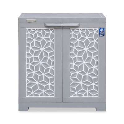 Nilkamal Freedom Star Small (FMSSTAR) Plastic Storage Cabinet (Haze Grey & Milky White) - Front View