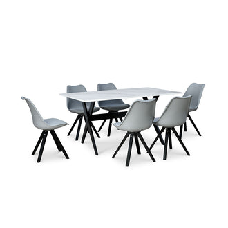 Nilkamal Oyster 6 Seater Dining Set (Dark Walnut)