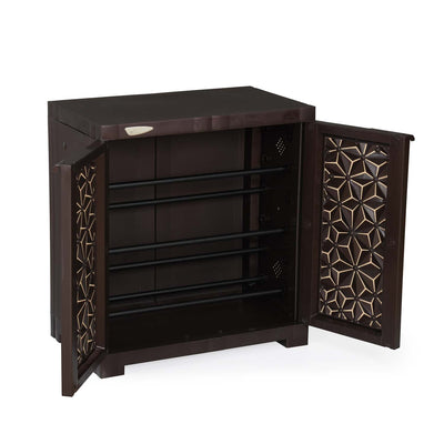 Nilkamal Freedom Star (FMSC09STR) Plastic Shoe Cabinet (Weather Brown & Biscuit)