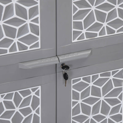 Nilkamal Freedom Star (FMSC18STR) Plastic Shoe Cabinet (Haze Grey & Milky White) - Handle Closeup View