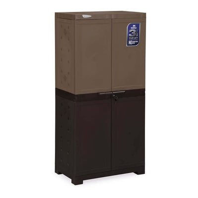 Nilkamal Freedom (FMSC18D) Plastic Shoe Cabinet (Rattan Dark Beige & Weather Brown)