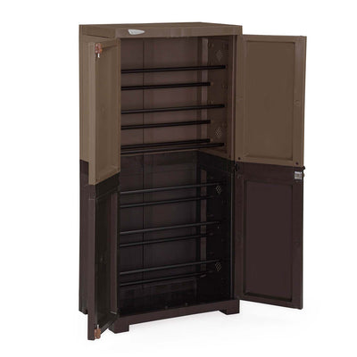 Nilkamal Freedom (FMSC18D) Plastic Shoe Cabinet (Rattan Dark Beige & Weather Brown)