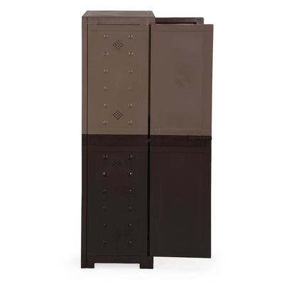 Nilkamal Freedom (FMSC18D) Plastic Shoe Cabinet (Rattan Dark Beige & Weather Brown)