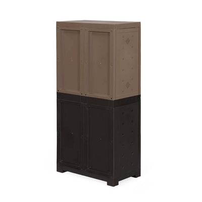 Nilkamal Freedom (FMSC18D) Plastic Shoe Cabinet (Rattan Dark Beige & Weather Brown)