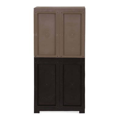Nilkamal Freedom (FMSC18D) Plastic Shoe Cabinet (Rattan Dark Beige & Weather Brown)