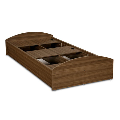 Nilkamal Addison Single Bed With Box Storage (Classic Walnut)