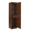 Nilkamal Joyce 1 Door Wardrobe (Classic Walnut) - Slight Side View With Open Drawer