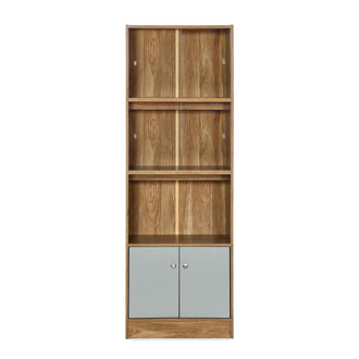 Nilkamal Gwen Book Case with Glass Sliding Doors (Oak Grey)