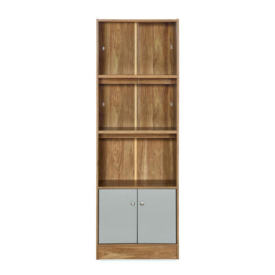 Nilkamal Gwen Book Case with Glass Sliding Doors (Oak Grey)