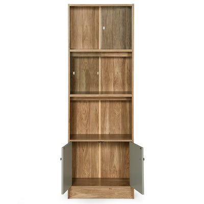 Nilkamal Gwen Book Case with Glass Sliding Doors (Oak Grey)