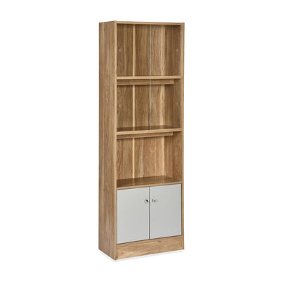 Nilkamal Gwen Book Case with Glass Sliding Doors (Oak Grey)