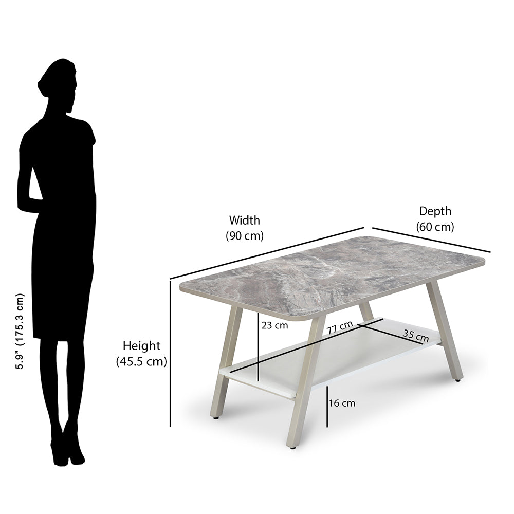 Nilkamal Granito Rectangular Center Table (Visconti Ivory)