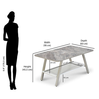 Nilkamal Granito Rectangular Center Table (Visconti Ivory)