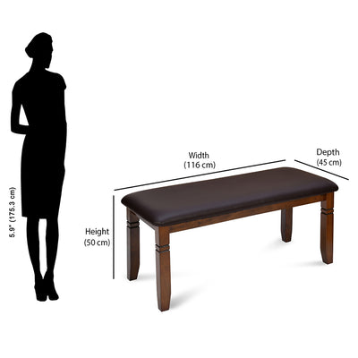 Nilkamal Rover Multi Use Long Sitting Bench for Living Room | Dining Room (Walnut Brown)