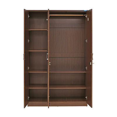 Nilkamal Massif 3 Door Wardrobe (Legno Oak) Open Front View