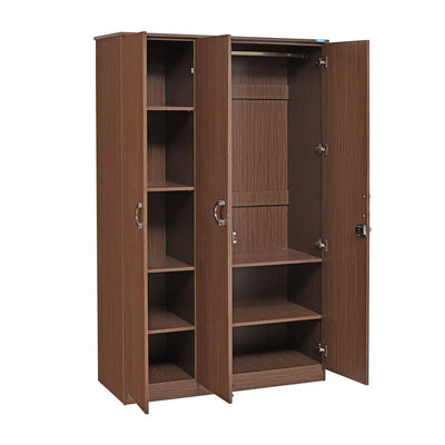 Nilkamal Massif 3 Door Wardrobe (Legno Oak) Open Side View