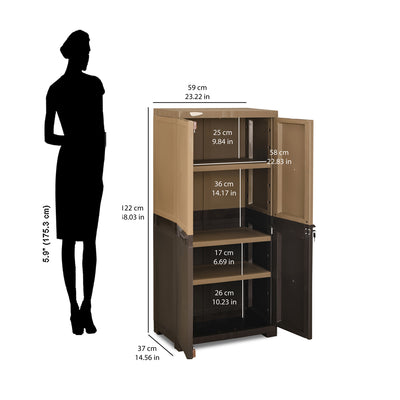 Nilkamal Freedom Mini Medium (FMM Duet) Plastic Storage Cabinet (Rattan Dark Beige & Weather Brown)