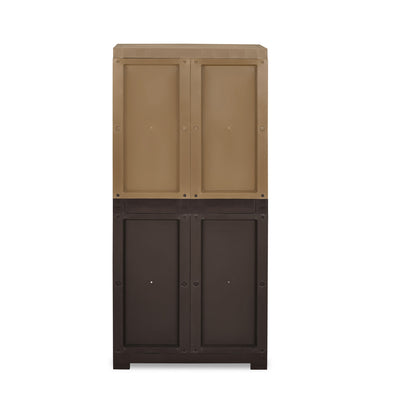Nilkamal Freedom Mini Medium (FMM Duet) Plastic Storage Cabinet (Rattan Dark Beige & Weather Brown)