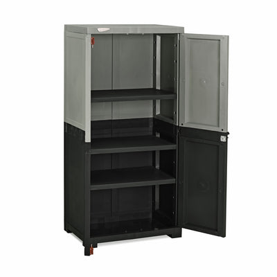Nilkamal Freedom Mini Medium (FMM Duet) Plastic Storage Cabinet (Haze Grey/Charcoal Grey)