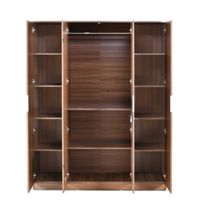 Nilkamal Joyce 4 Door Wardrobe With Mirror (Classic Walnut)