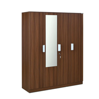Nilkamal Joyce 4 Door Wardrobe With Mirror (Classic Walnut)