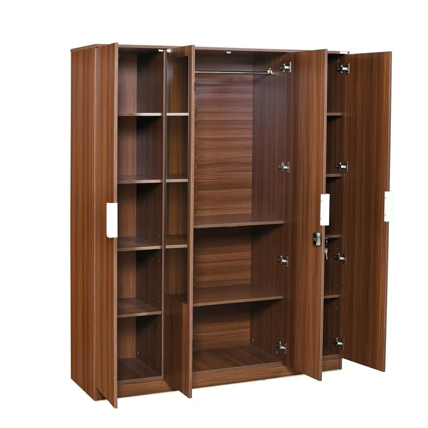Nilkamal Joyce 4 Door Wardrobe With Mirror (Classic Walnut)