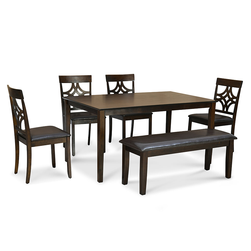 Nilkamal Tivoli 6 Seater Dining Set with Bench (Brown)